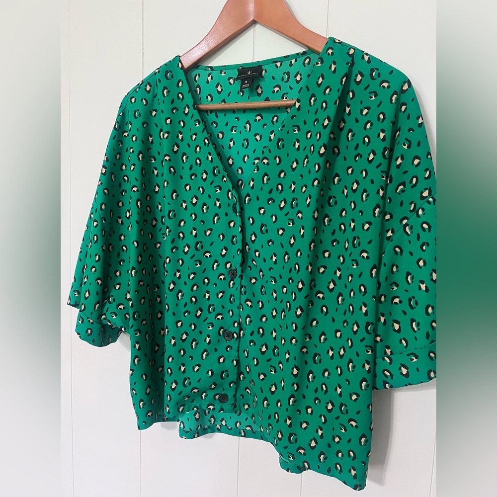 Worthington Green Animal Print Blouse